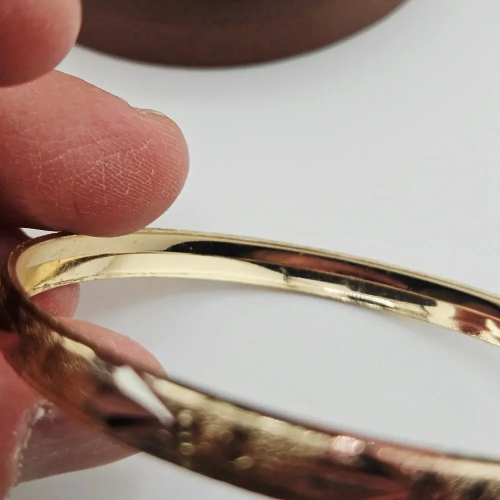Tri Colored Metal Bangle Bracelet Artisian Elevated Basic Stackable Contemporary